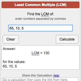 Least Common Multiple Calculator.